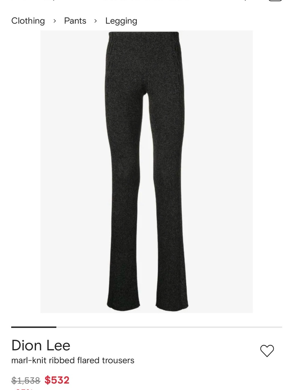 Dion Lee Charcoal Ribbed Flared Knit Trousers